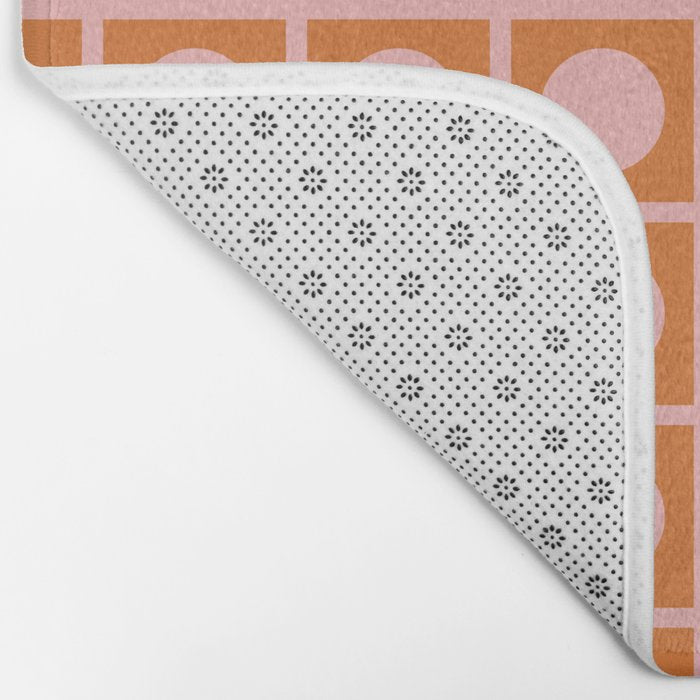 Pink and Orange Dot Grid Retro Modern Pop Pattern Bath Mat Gallery Image 2