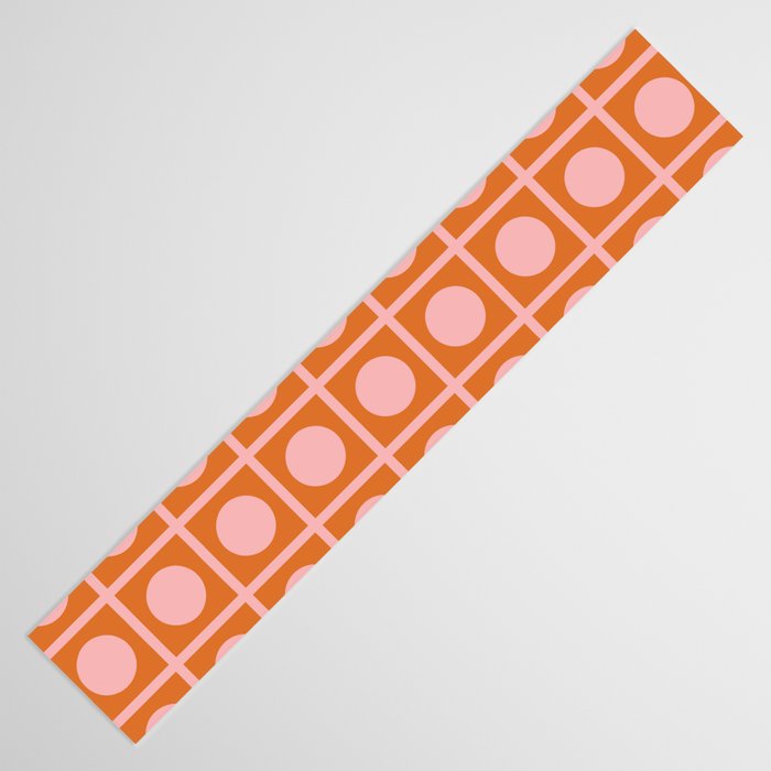 Pink and Orange Dot Grid Retro Modern Pop Pattern Table Runner Gallery Image 3