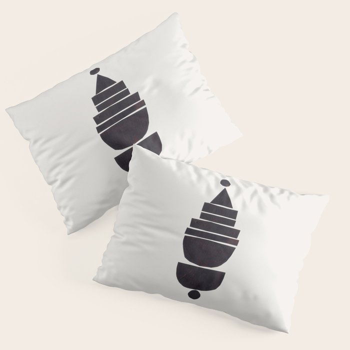Black & White Minimalist Mid Century Paper collage Funky Black Ink Tribal Geometric by Ejaaz Haniff Pillow Sham Gallery Image 3