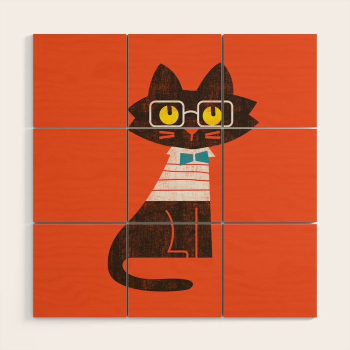 Fitz - Preppy cat Wood Wall Art Gallery Image 1