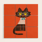 Fitz - Preppy cat Wood Wall Art Gallery Image 1