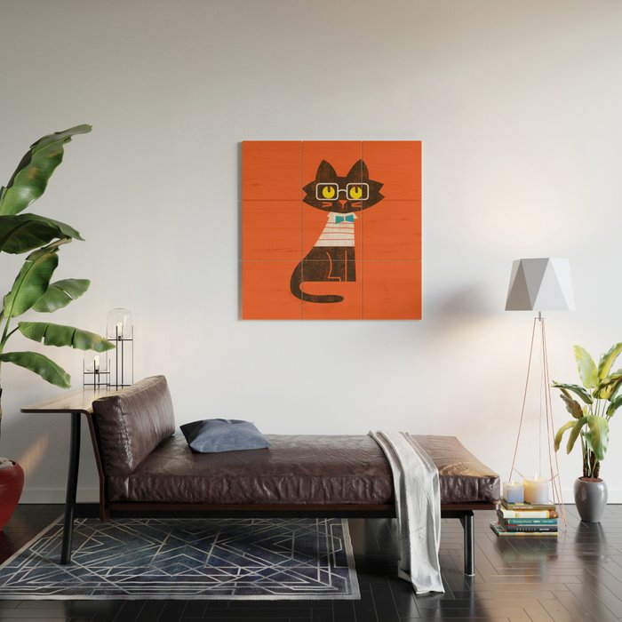 Fitz - Preppy cat Wood Wall Art Gallery Image 2