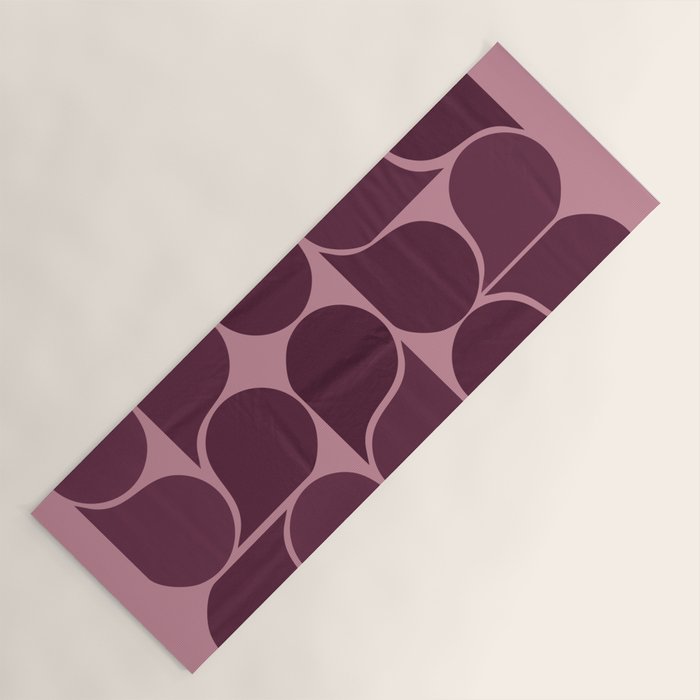 Elegant Burgundy Teardrop Pattern on Mauve Yoga Mat Gallery Image 1