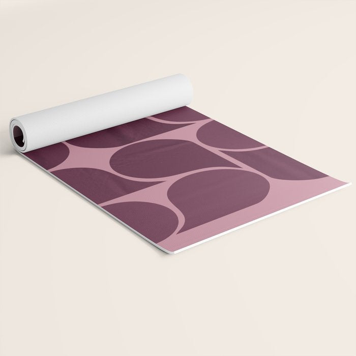 Elegant Burgundy Teardrop Pattern on Mauve Yoga Mat Gallery Image 2