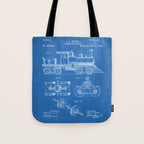 Train Locomotive Patent - Steam Train Art - Blueprint Tote Bag Gallery Image 1