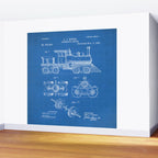 Train Locomotive Patent - Steam Train Art - Blueprint Wall Mural Gallery Image 2