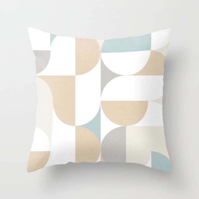 Mid-Mod Sun and Moon pattern - earthy grey blue pastels  Throw Pillow Gallery Image 6