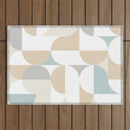 Mid-Mod Sun and Moon pattern - earthy grey blue pastels  Outdoor Rug Gallery Image 1