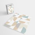 Mid-Mod Sun and Moon pattern - earthy grey blue pastels  Jigsaw Puzzle Gallery Image 2