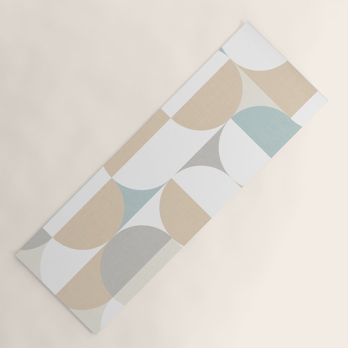 Mid-Mod Sun and Moon pattern - earthy grey blue pastels  Yoga Mat Gallery Image 1