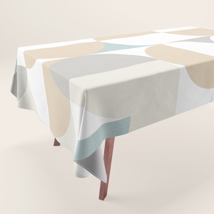 Mid-Mod Sun and Moon pattern - earthy grey blue pastels  Tablecloth Gallery Image 1