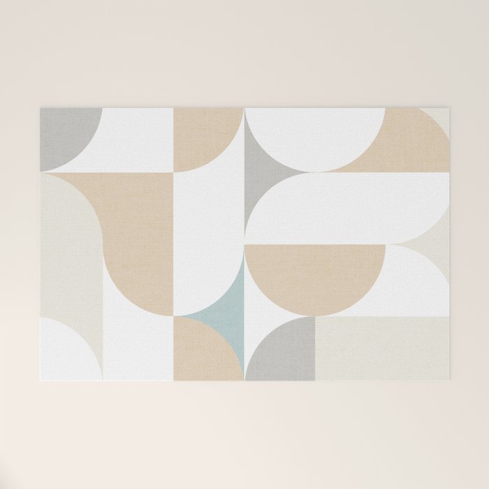 Mid-Mod Sun and Moon pattern - earthy grey blue pastels  Welcome Mat Gallery Image 1