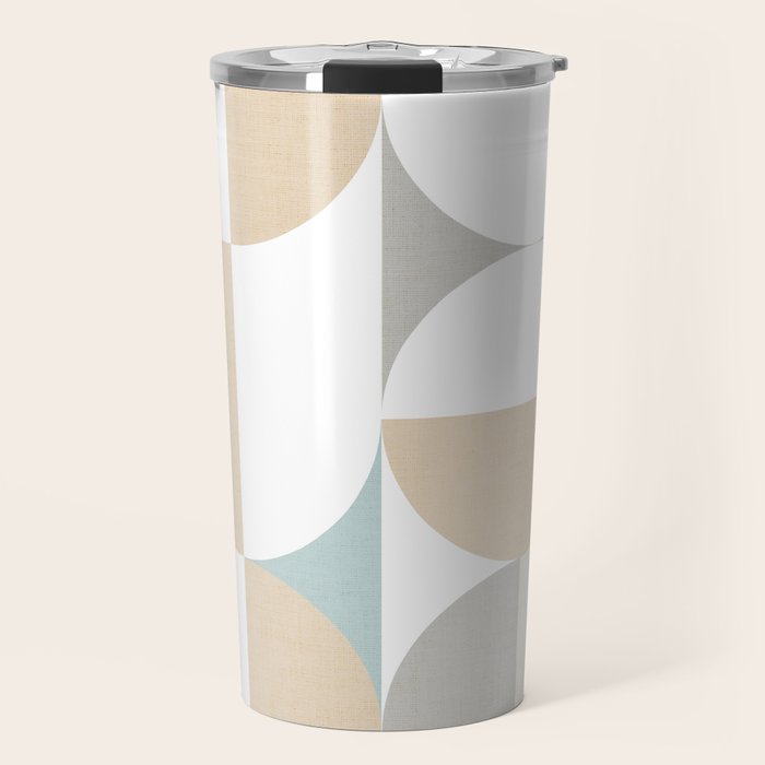 Mid-Mod Sun and Moon pattern - earthy grey blue pastels  Travel Mug Gallery Image 1