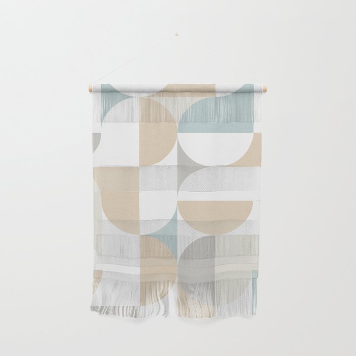 Mid-Mod Sun and Moon pattern - earthy grey blue pastels  Wall Hanging Gallery Image 1