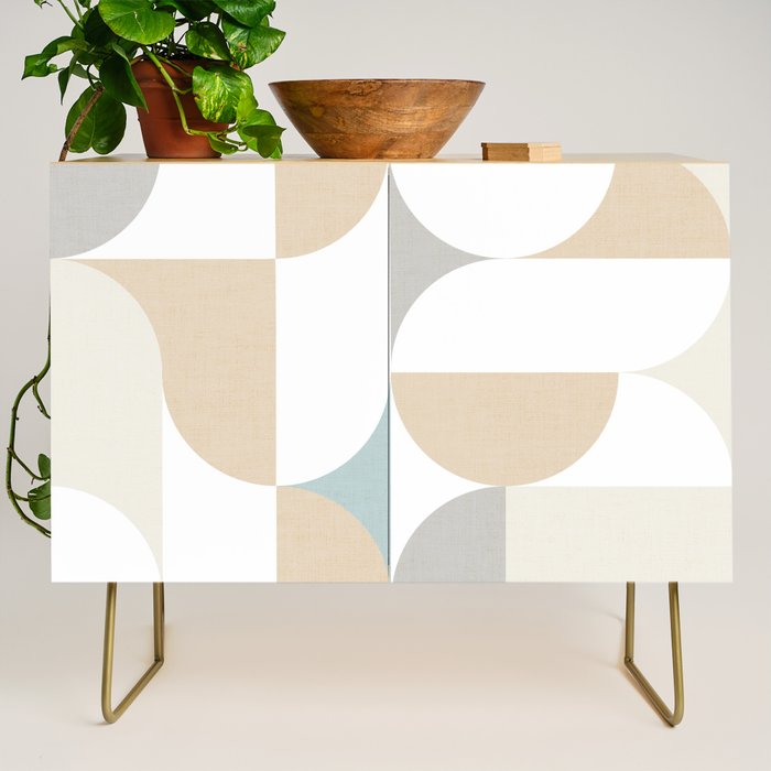 Mid-Mod Sun and Moon pattern - earthy grey blue pastels  Credenza Gallery Image 1