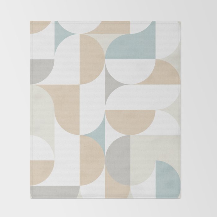 Mid-Mod Sun and Moon pattern - earthy grey blue pastels  Throw Blanket Gallery Image 2