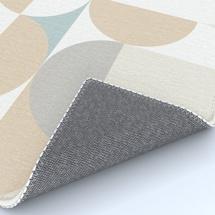 Mid-Mod Sun and Moon pattern - earthy grey blue pastels  Rug Gallery Image 4