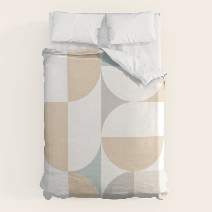 Mid-Mod Sun and Moon pattern - earthy grey blue pastels  Duvet Cover Gallery Image 6