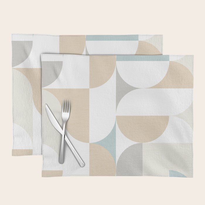 Mid-Mod Sun and Moon pattern - earthy grey blue pastels  Placemat Gallery Image 1