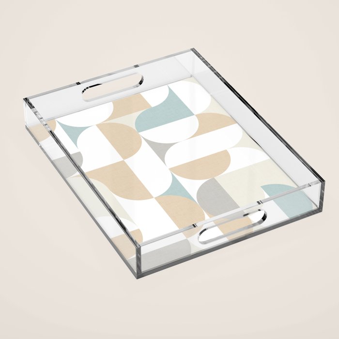 Mid-Mod Sun and Moon pattern - earthy grey blue pastels  Acrylic Tray Gallery Image 1
