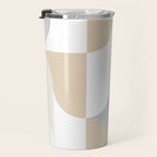 Mid-Mod Sun and Moon pattern - earthy grey blue pastels  Travel Mug Gallery Image 3