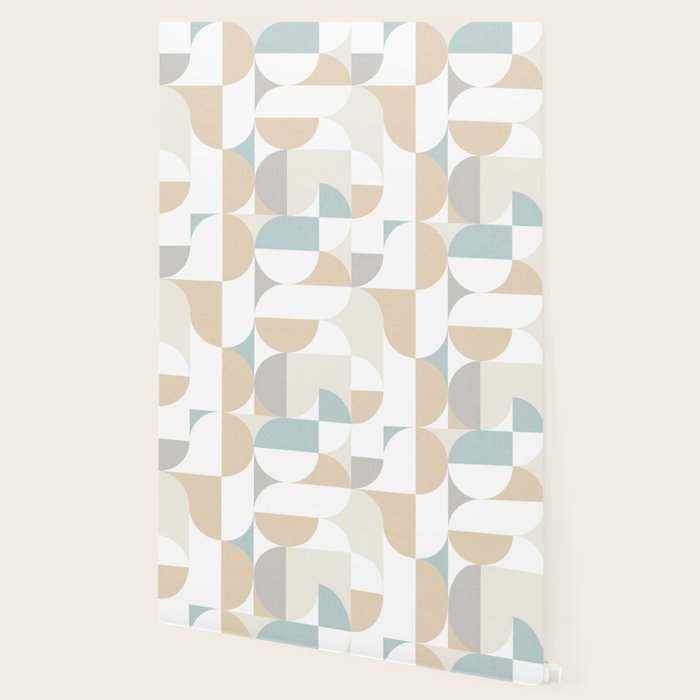 Mid-Mod Sun and Moon pattern - earthy grey blue pastels  Wallpaper Gallery Image 2