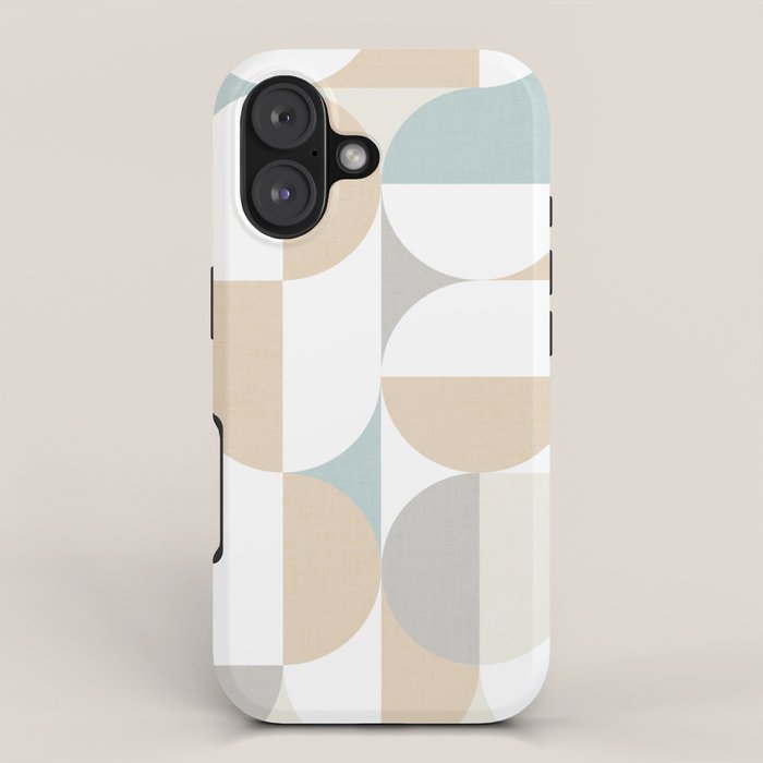 Mid-Mod Sun and Moon pattern - earthy grey blue pastels  iPhone Case Gallery Image 1