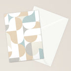 Mid-Mod Sun and Moon pattern - earthy grey blue pastels  Stationery Card Gallery Image 2
