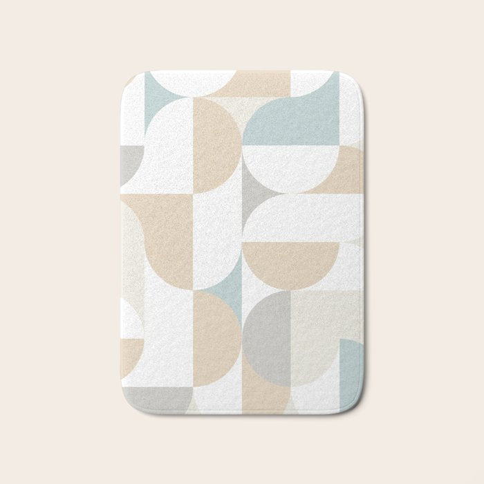 Mid-Mod Sun and Moon pattern - earthy grey blue pastels  Bath Mat Gallery Image 1