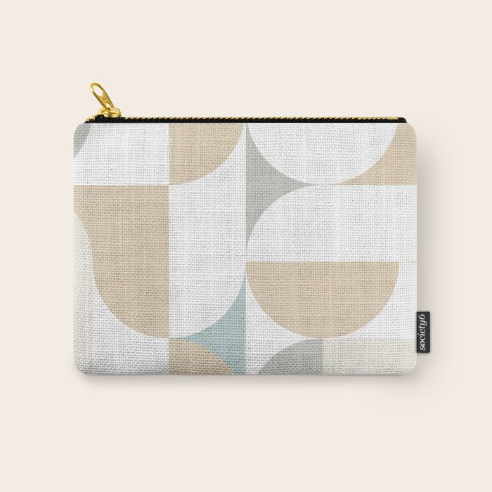 Mid-Mod Sun and Moon pattern - earthy grey blue pastels  Carry All Pouch Gallery Image 1