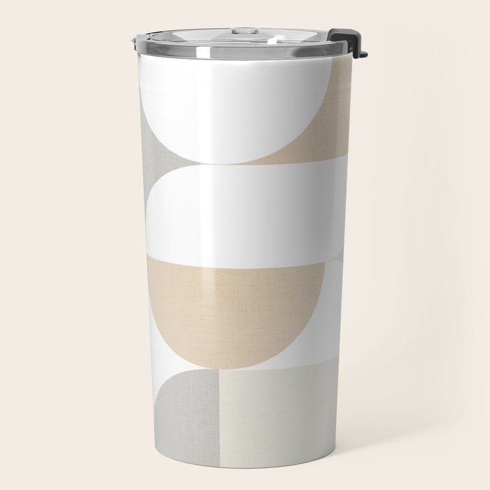 Mid-Mod Sun and Moon pattern - earthy grey blue pastels  Travel Mug Gallery Image 2