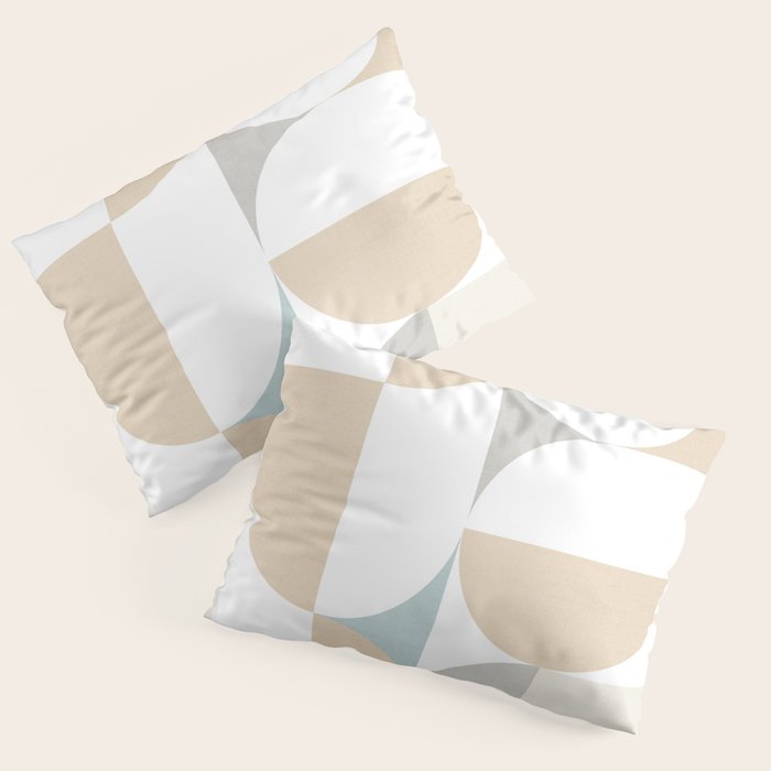 Mid-Mod Sun and Moon pattern - earthy grey blue pastels  Pillow Sham Gallery Image 1