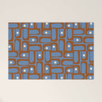 Mid Century Modern Piquet Abstract Multi Pattern in Blue and Brown Welcome Mat Gallery Image 1