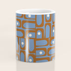 Mid Century Modern Piquet Abstract Multi Pattern in Blue and Brown Coffee Mug Gallery Image 4