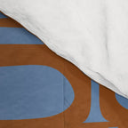Mid Century Modern Piquet Abstract Multi Pattern in Blue and Brown Comforter Gallery Image 4
