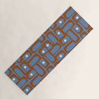 Mid Century Modern Piquet Abstract Multi Pattern in Blue and Brown Yoga Mat Gallery Image 1