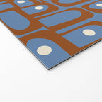 Mid Century Modern Piquet Abstract Multi Pattern in Blue and Brown Welcome Mat Gallery Image 2