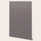 Mid Century Modern Piquet Abstract Multi Pattern in Blue and Brown Wallpaper Gallery Image 2