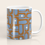 Mid Century Modern Piquet Abstract Multi Pattern in Blue and Brown Coffee Mug Gallery Image 1