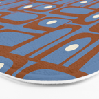 Mid Century Modern Piquet Abstract Multi Pattern in Blue and Brown Bath Mat Gallery Image 3