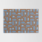Mid Century Modern Piquet Abstract Multi Pattern in Blue and Brown Rug Gallery Image 2
