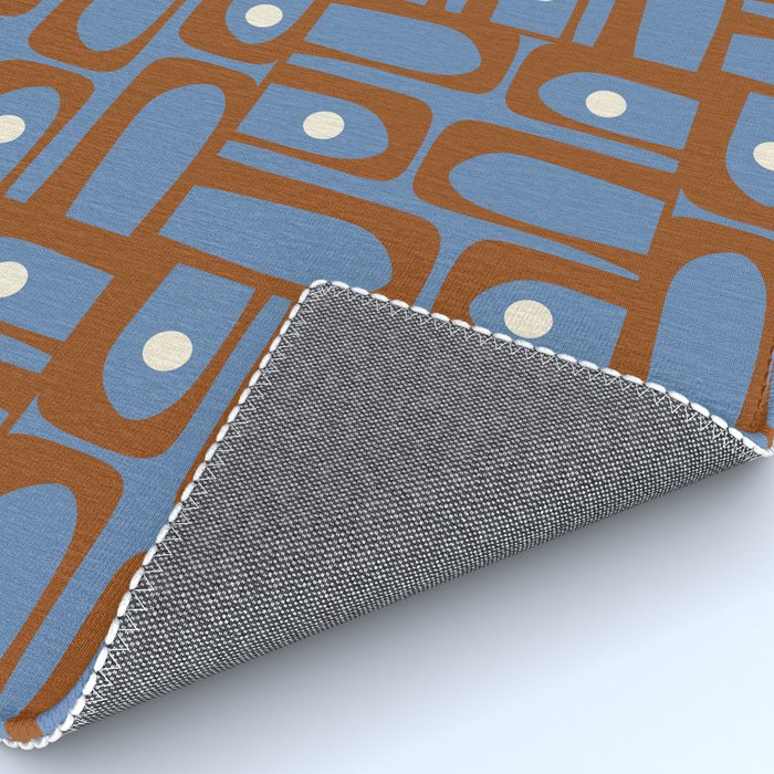 Mid Century Modern Piquet Abstract Multi Pattern in Blue and Brown Rug Gallery Image 4