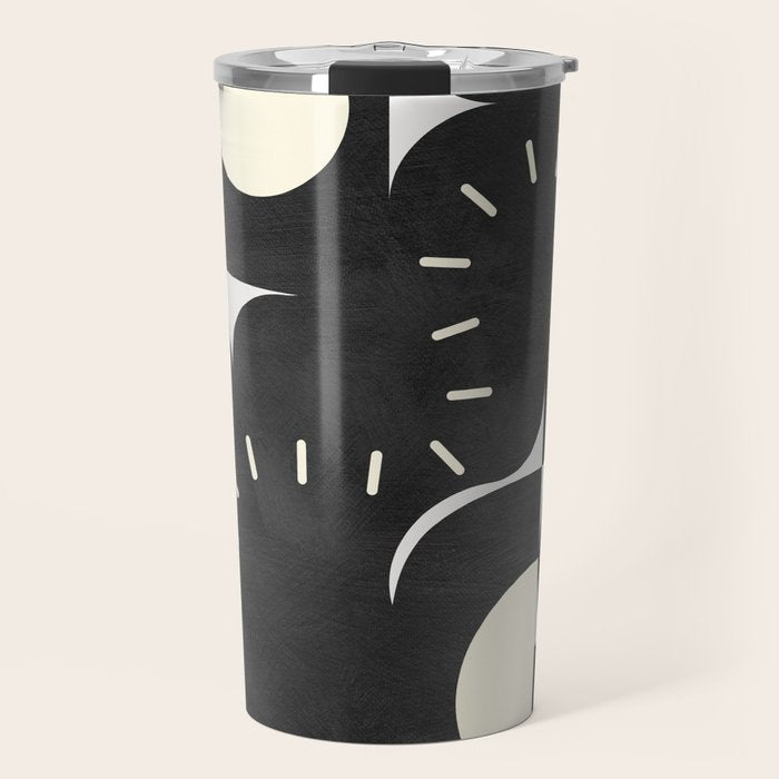 minimal black white shapes mid century Travel Mug Gallery Image 1