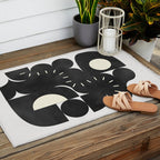 minimal black white shapes mid century Outdoor Rug Gallery Image 2