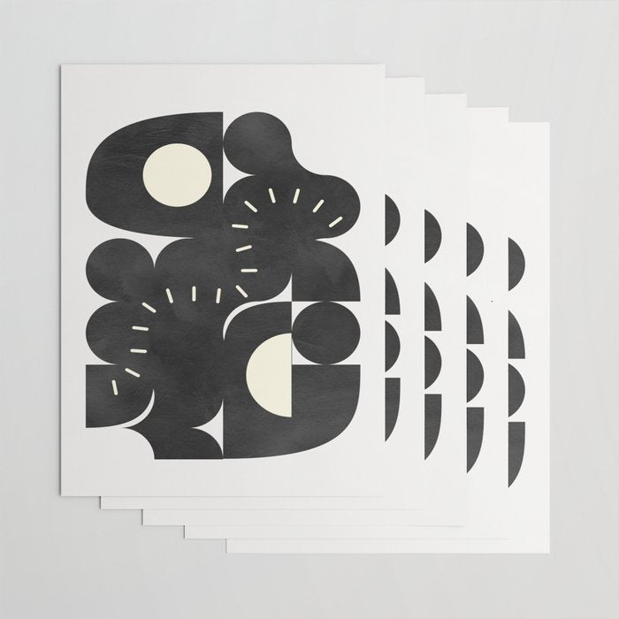 minimal black white shapes mid century Wrapping Paper Gallery Image 3