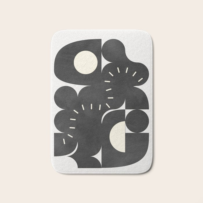 minimal black white shapes mid century Bath Mat Gallery Image 1