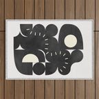 minimal black white shapes mid century Outdoor Rug Gallery Image 1