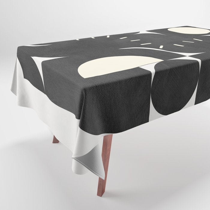 minimal black white shapes mid century Tablecloth Gallery Image 1