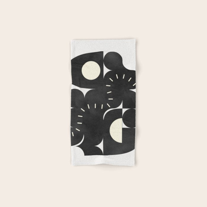 minimal black white shapes mid century Bath Towel Gallery Image 1
