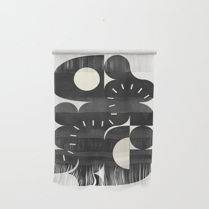 minimal black white shapes mid century Wall Hanging Gallery Image 1